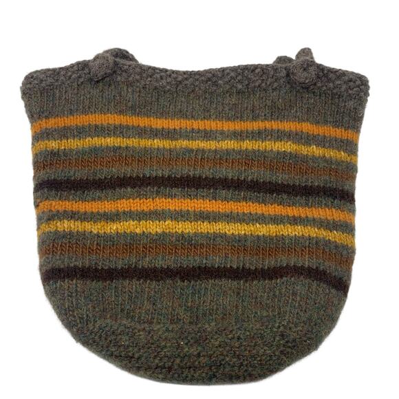 Handmade Wool 19'' x 15'' Striped Wisdom, Serenity, And Courage Lined Tote Bag - Picture 3 of 5